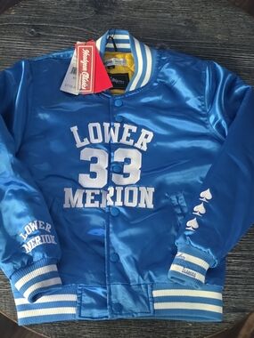 Nostalgia Bright Blue Satin Bomber with Yellow Lining